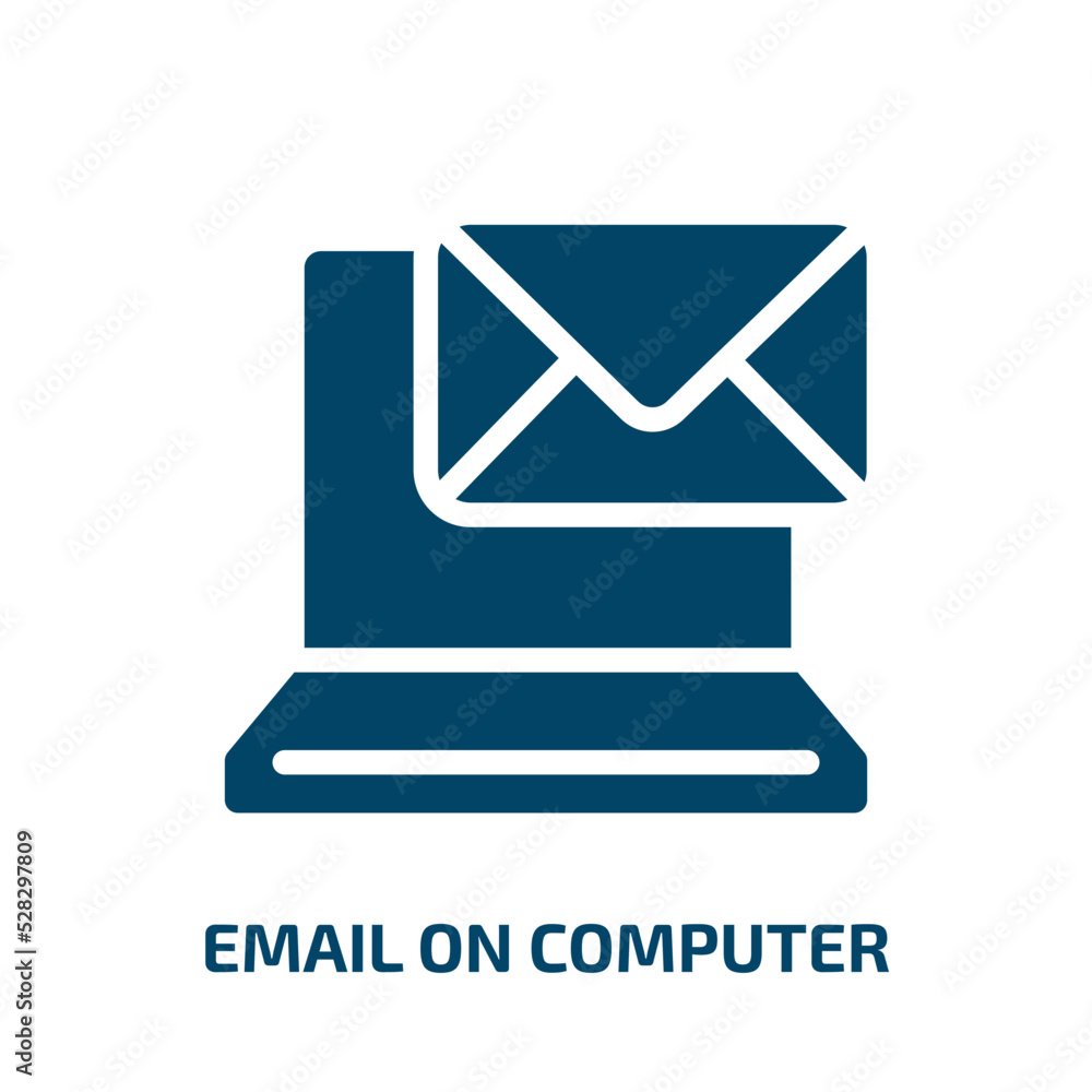 email on computer vector icon. email on computer, internet, computer filled icons from flat ways to contact us concept. Isolated black glyph icon, vector illustration symbol element for web design and email on computer vector icon. email on computer, internet, computer filled icons from flat ways to contact us concept. Isolated black glyph icon, vector illustration symbol element for web design and