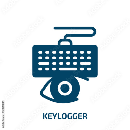 keylogger vector icon. keylogger, virus, network filled icons from flat cyber crimes concept. Isolated black glyph icon, vector illustration symbol element for web design and mobile apps