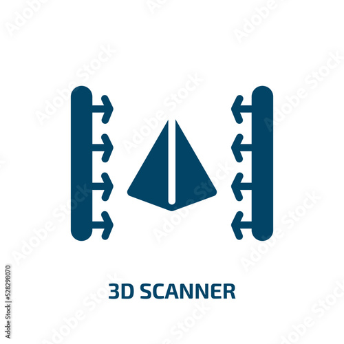 3d scanner vector icon. 3d scanner, scanner, technology filled icons from flat computer functions concept. Isolated black glyph icon, vector illustration symbol element for web design and mobile apps
