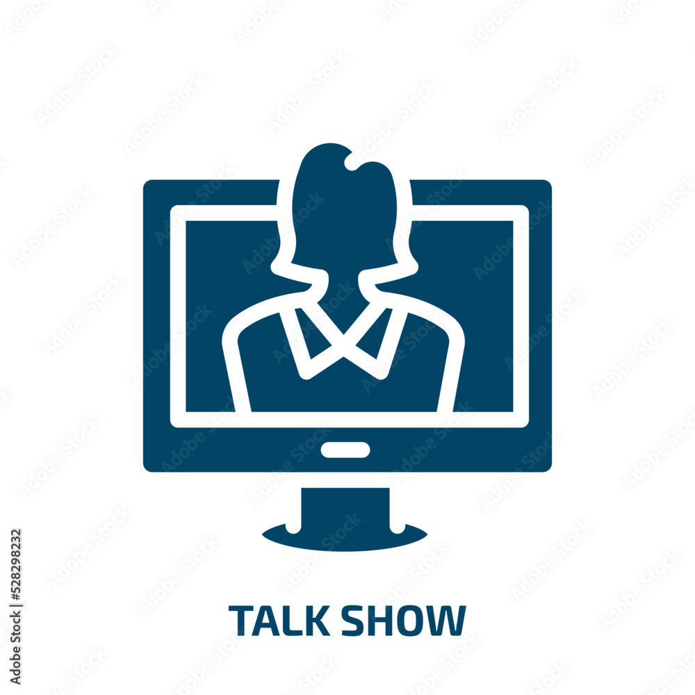 talk show vector icon. talk show, show, talk filled icons from flat television concept. Isolated black glyph icon, vector illustration symbol element for web design and mobile apps talk show vector icon. talk show, show, talk filled icons from flat television concept. Isolated black glyph icon, vector illustration symbol element for web design and mobile apps