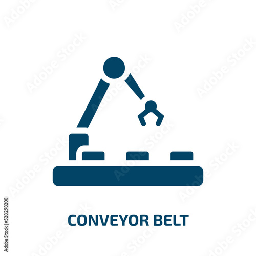 conveyor belt vector icon. conveyor belt, conveyor, belt filled icons from flat ai for earth concept. Isolated black glyph icon, vector illustration symbol element for web design and mobile apps