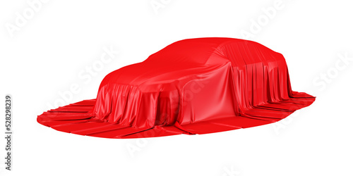 Obraz na plátně Car Covered with Red Cloth Front Side