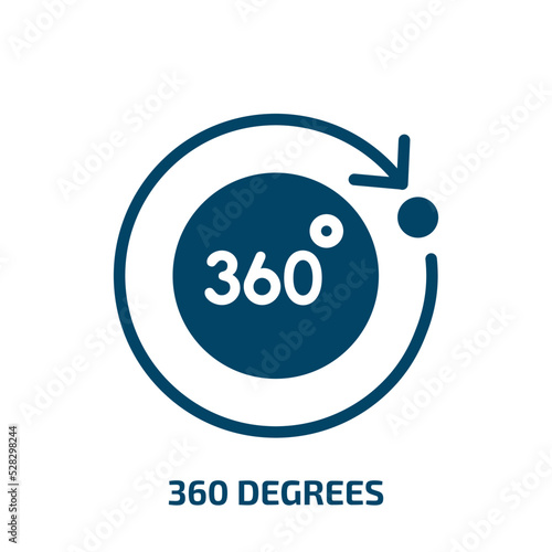 360 degrees vector icon. 360 degrees, 360, degree filled icons from flat technology concept. Isolated black glyph icon, vector illustration symbol element for web design and mobile apps