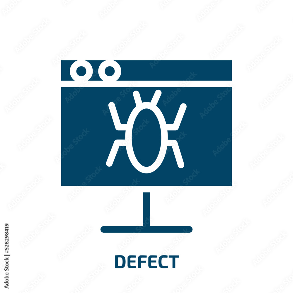 defect vector icon. defect, label, quality filled icons from flat testing software concept. Isolated black glyph icon, vector illustration symbol element for web design and mobile apps defect vector icon. defect, label, quality filled icons from flat testing software concept. Isolated black glyph icon, vector illustration symbol element for web design and mobile apps