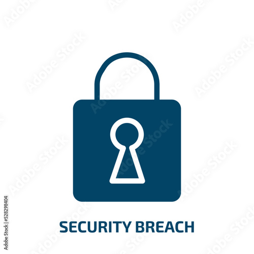 security breach vector icon. security breach, security, protection filled icons from flat cyber robbery concept. Isolated black glyph icon, vector illustration symbol element for web design and mobile