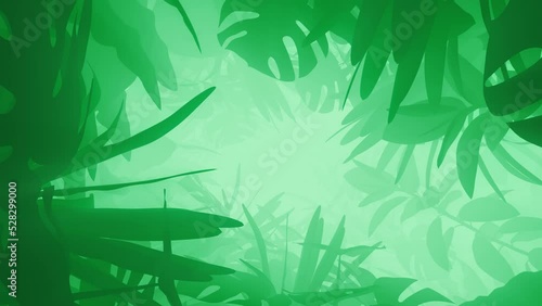 3D animation - Looped animated background of a jungle green plant tunnel photo
