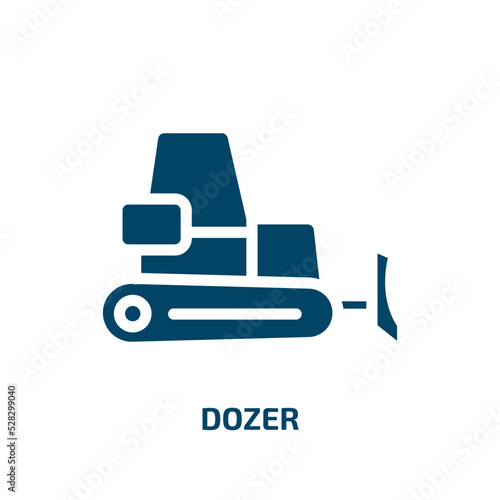 dozer vector icon. dozer, truck, industry filled icons from flat construction concept. Isolated black glyph icon, vector illustration symbol element for web design and mobile apps
