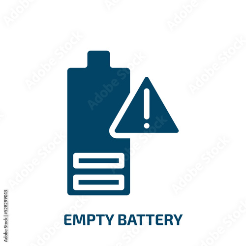 empty battery vector icon. empty battery, battery, empty filled icons from flat electrician tools concept. Isolated black glyph icon, vector illustration symbol element for web design and mobile apps