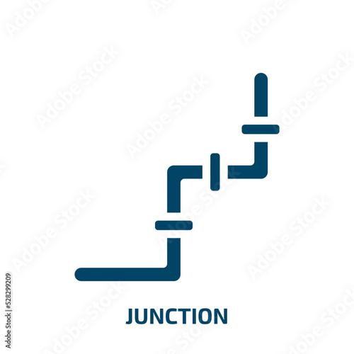 junction vector icon. junction, arrow, path filled icons from flat plumber concept. Isolated black glyph icon, vector illustration symbol element for web design and mobile apps