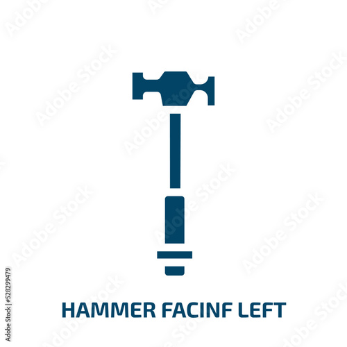 hammer facinf left vector icon. hammer facinf left, equipment, left filled icons from flat tools and machinery concept. Isolated black glyph icon, vector illustration symbol element for web design and