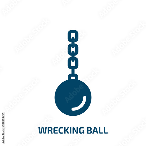 wrecking ball vector icon. wrecking ball, ball, wrecking filled icons from flat construction line craft concept. Isolated black glyph icon, vector illustration symbol element for web design and mobile