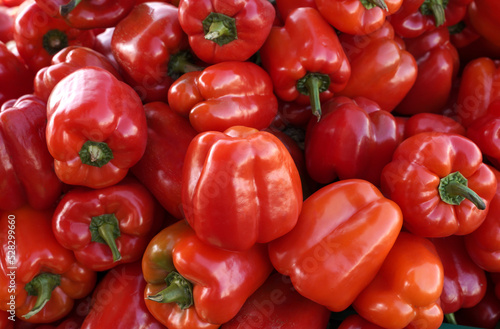 red bell peppers. food texture or background. 