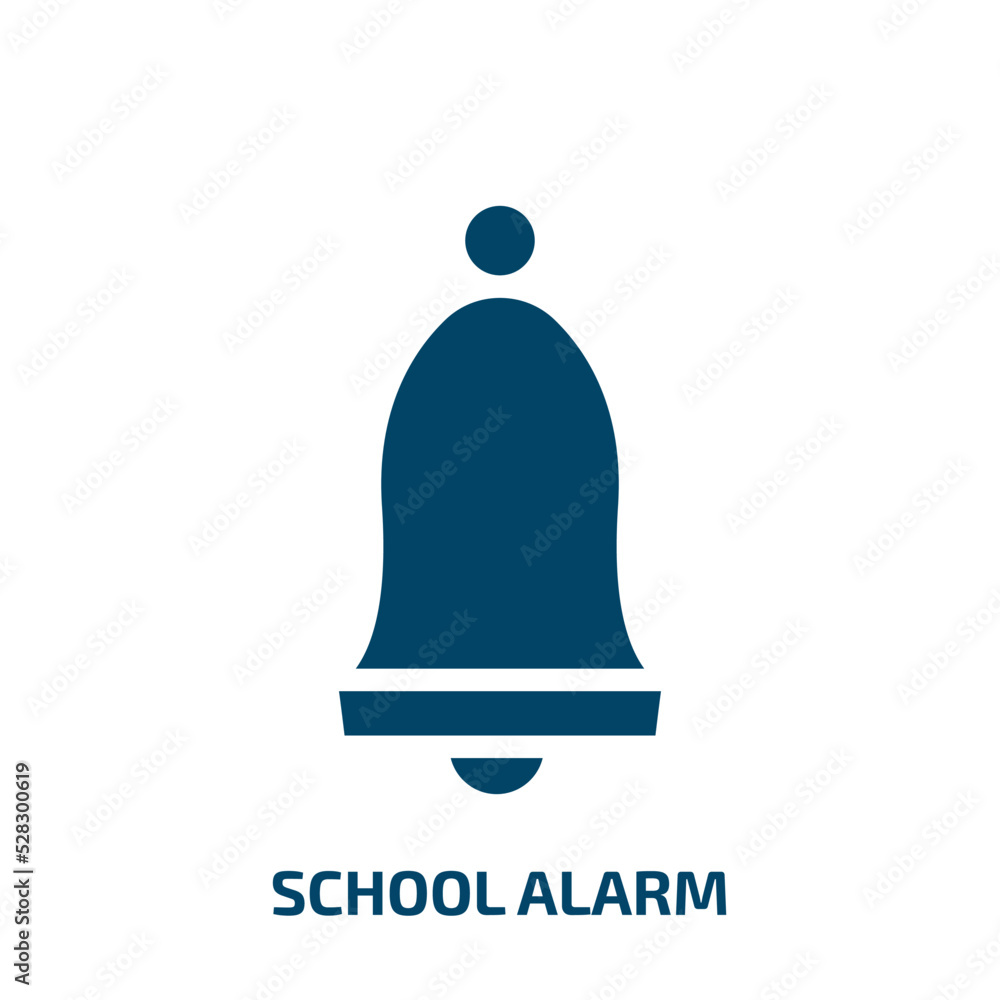school alarm vector icon. school alarm, school, education filled icons from flat back to school concept. Isolated black glyph icon, vector illustration symbol element for web design and mobile apps school alarm vector icon. school alarm, school, education filled icons from flat back to school concept. Isolated black glyph icon, vector illustration symbol element for web design and mobile apps