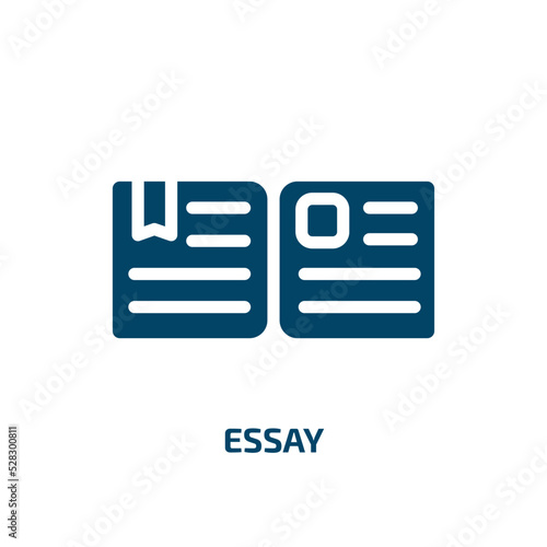 essay vector icon. essay, write, school filled icons from flat learning concept. Isolated black glyph icon, vector illustration symbol element for web design and mobile apps