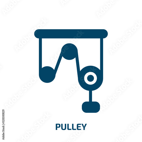 pulley vector icon. pulley, structure, button filled icons from flat physics concept. Isolated black glyph icon, vector illustration symbol element for web design and mobile apps