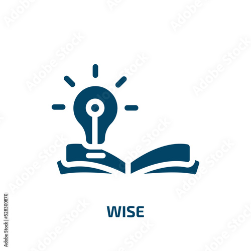 wise vector icon. wise, wisdom, nature filled icons from flat knowledge concept. Isolated black glyph icon, vector illustration symbol element for web design and mobile apps