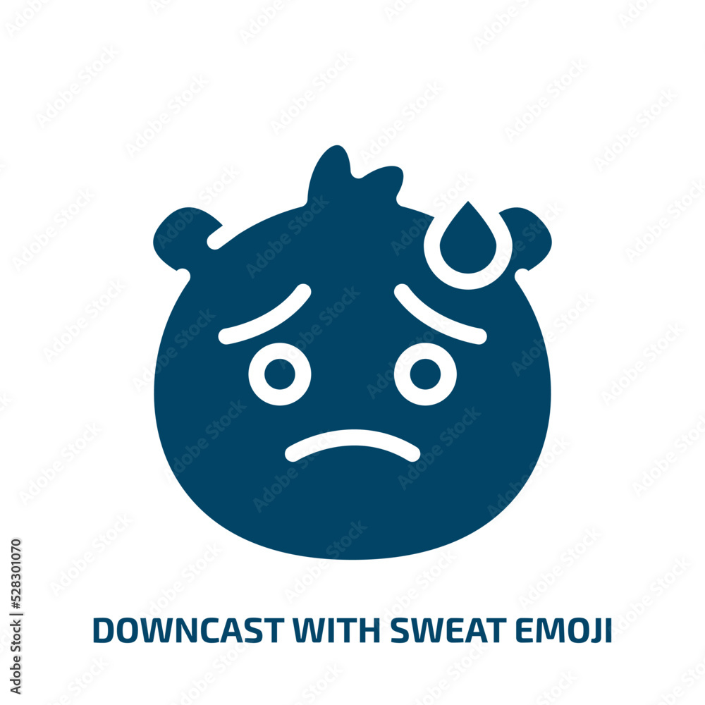 Vetor de downcast with sweat emoji vector icon. downcast with sweat