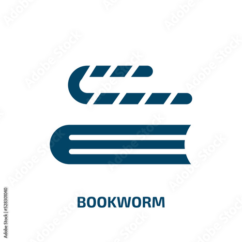 bookworm vector icon. bookworm, college, stack filled icons from flat in the library concept. Isolated black glyph icon, vector illustration symbol element for web design and mobile apps
