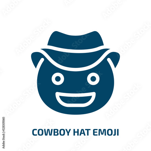 cowboy hat emoji vector icon. cowboy hat emoji, feather, tricorn filled icons from flat emoji concept. Isolated black glyph icon, vector illustration symbol element for web design and mobile apps