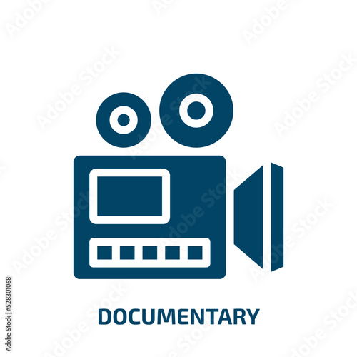 documentary vector icon. documentary, video, movie filled icons from flat history concept. Isolated black glyph icon, vector illustration symbol element for web design and mobile apps