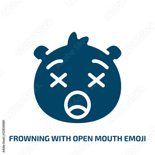 frowning with open mouth emoji vector icon. frowning with open mouth emoji, vector, graphic filled icons from flat emoji concept. Isolated black glyph icon, vector illustration symbol element for web
