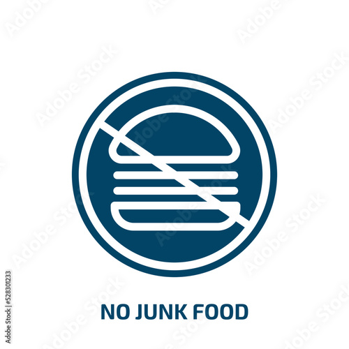 no junk food vector icon. no junk food, hamburger, food filled icons from flat health concept. Isolated black glyph icon, vector illustration symbol element for web design and mobile apps