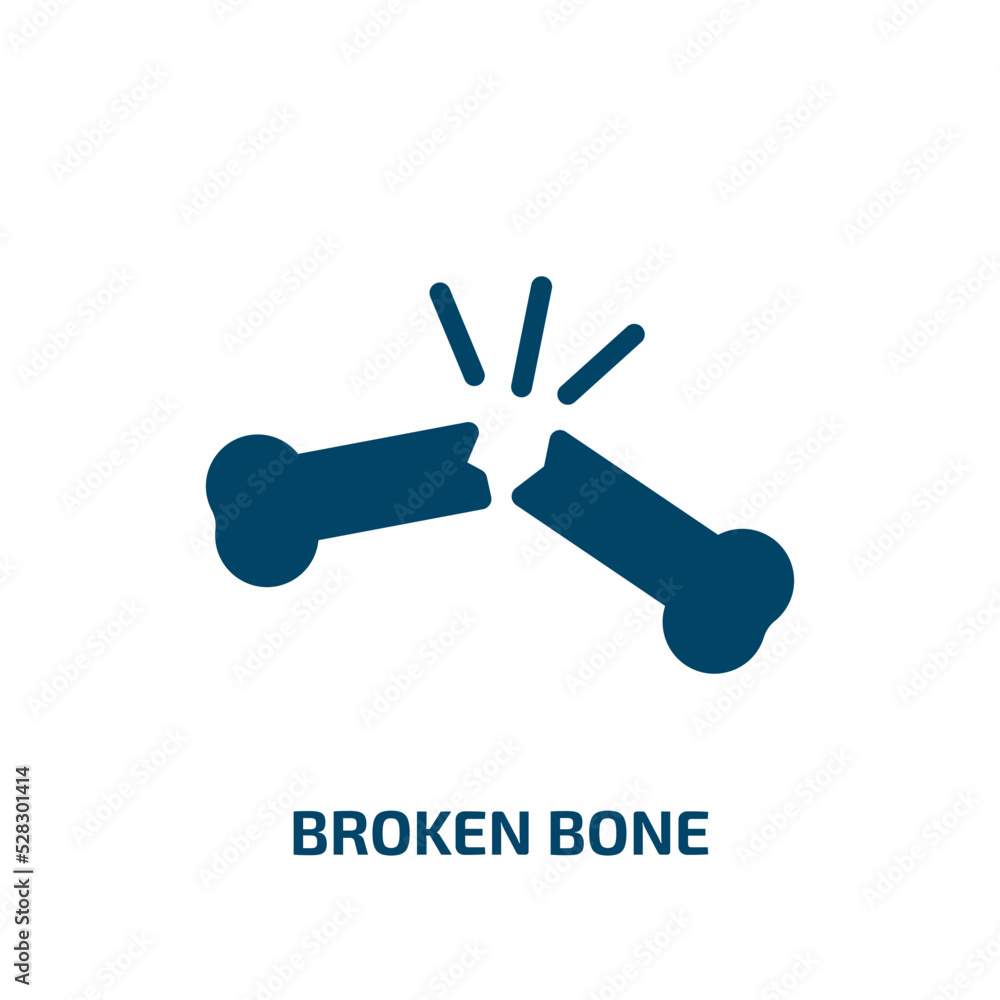 Fototapeta premium broken bone vector icon. broken bone, broken, bone filled icons from flat medical services concept. Isolated black glyph icon, vector illustration symbol element for web design and mobile apps