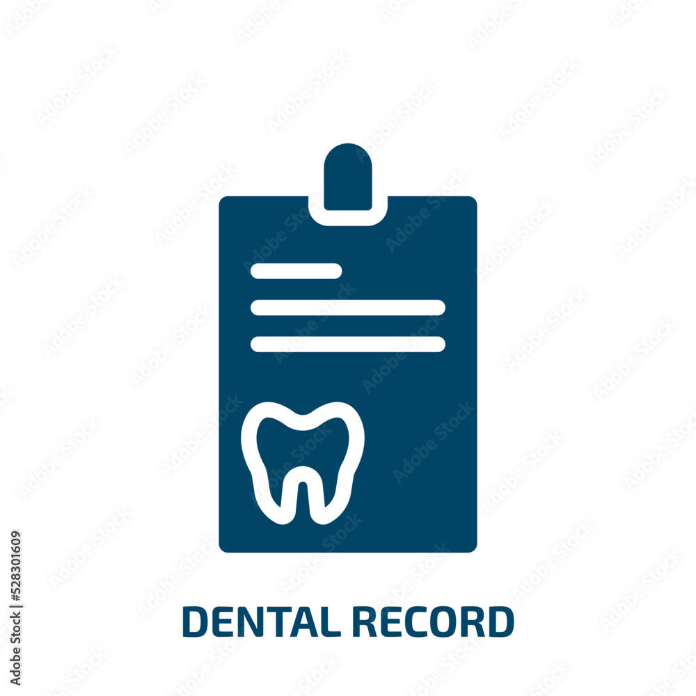dental record vector icon. dental record, medical, tooth filled icons from flat dental concept. Isolated black glyph icon, vector illustration symbol element for web design and mobile apps dental record vector icon. dental record, medical, tooth filled icons from flat dental concept. Isolated black glyph icon, vector illustration symbol element for web design and mobile apps