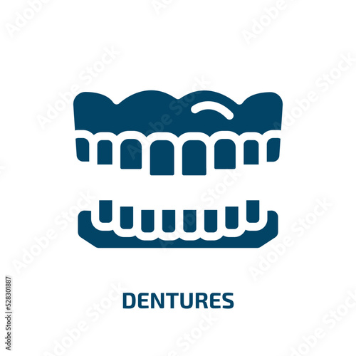 dentures vector icon. dentures, tooth, implant filled icons from flat dentist concept. Isolated black glyph icon, vector illustration symbol element for web design and mobile apps