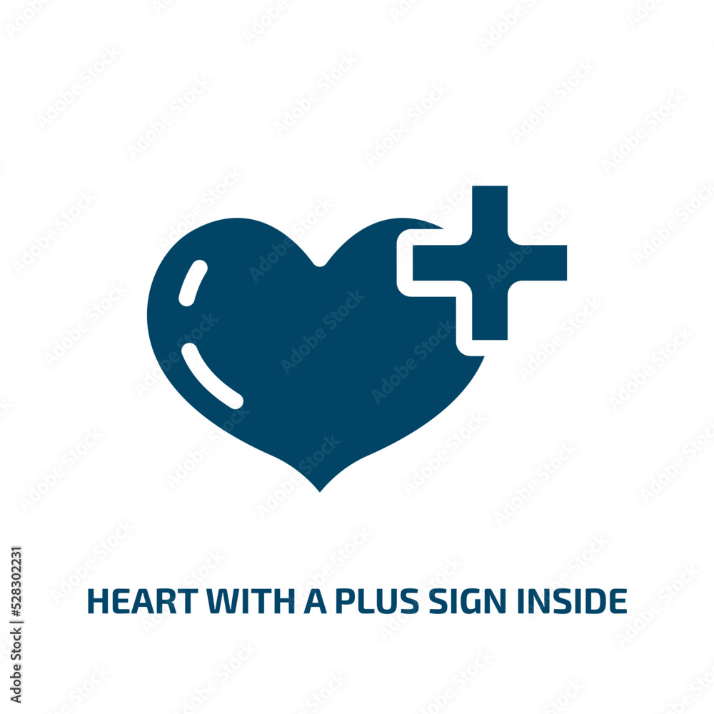 Obraz premium heart with a plus sign inside vector icon. heart with a plus sign inside, heart, health filled icons from flat medicine and health concept. Isolated black glyph icon, vector illustration symbol