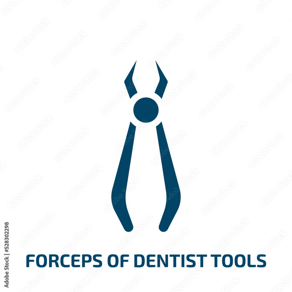 forceps of dentist tools vector icon. forceps of dentist tools, medical, dental filled icons from flat dentist concept. Isolated black glyph icon, vector illustration symbol element for web design and forceps of dentist tools vector icon. forceps of dentist tools, medical, dental filled icons from flat dentist concept. Isolated black glyph icon, vector illustration symbol element for web design and