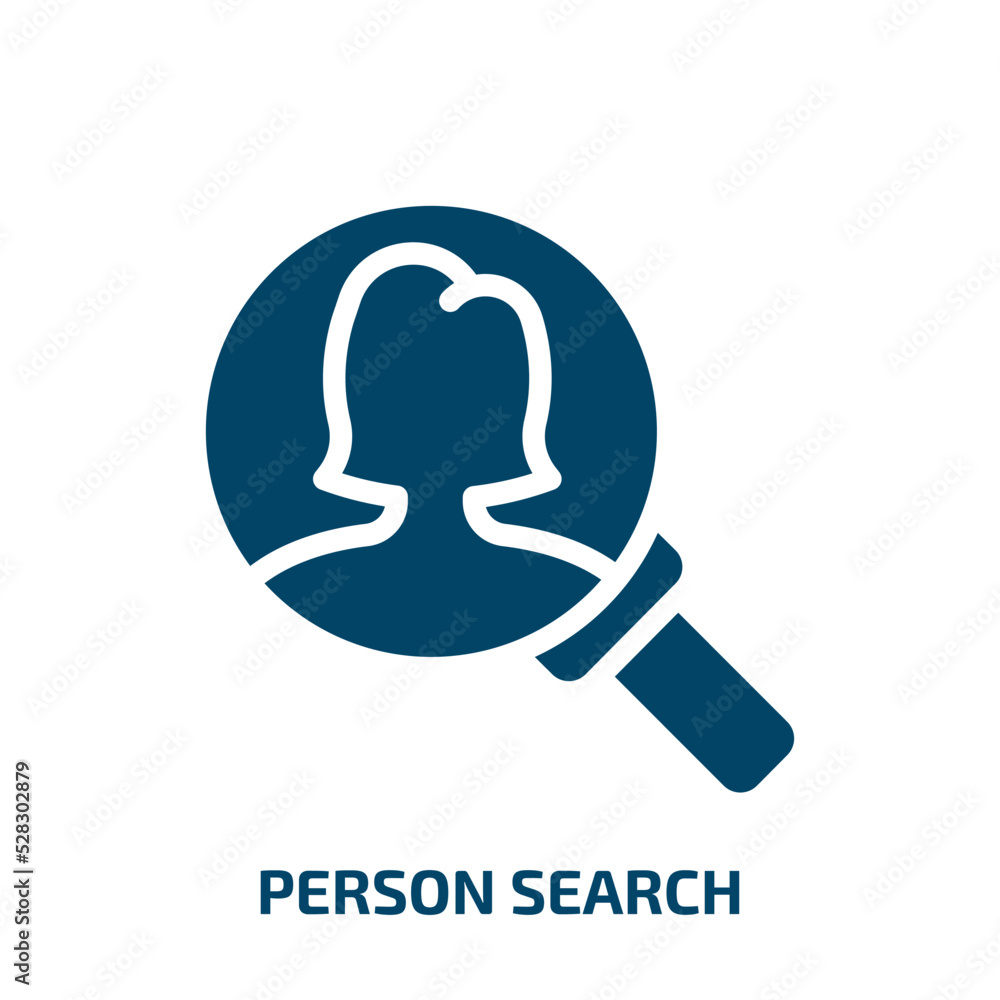 person search vector icon. person search, search, people filled icons from flat business pack concept. Isolated black glyph icon, vector illustration symbol element for web design and mobile apps