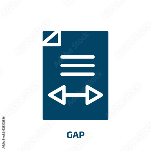 gap vector icon. gap, gaps, reason filled icons from flat product management concept. Isolated black glyph icon, vector illustration symbol element for web design and mobile apps