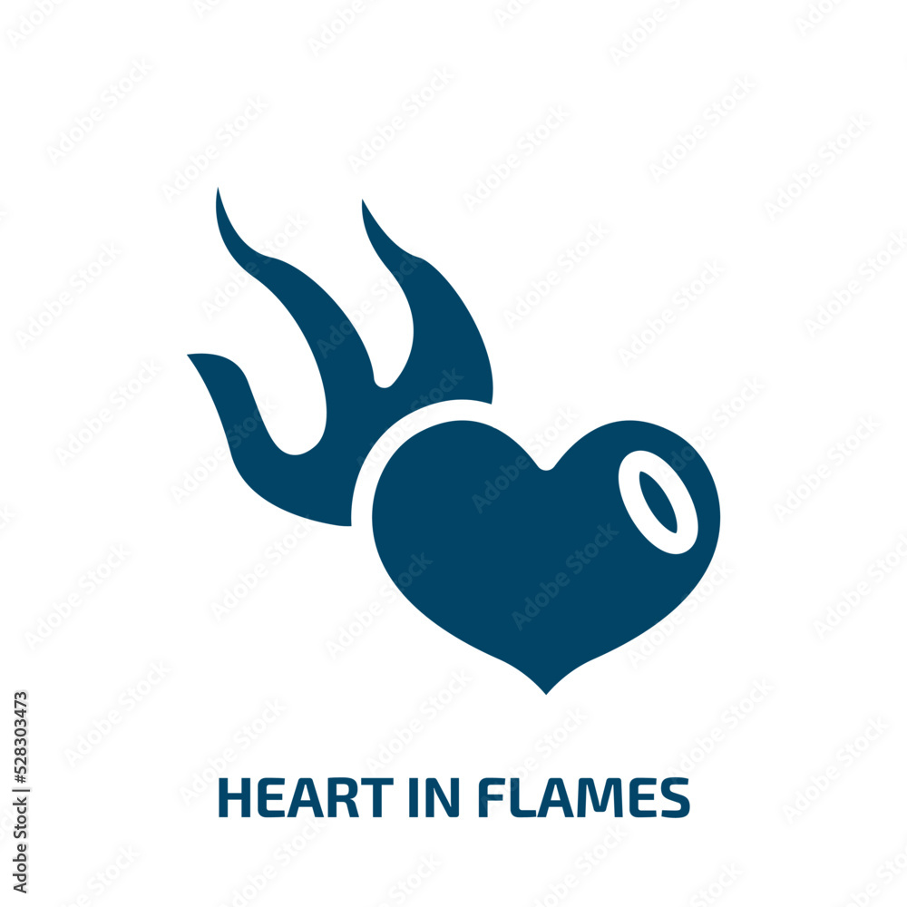 Fototapeta premium heart in flames vector icon. heart in flames, fire, heart filled icons from flat general concept. Isolated black glyph icon, vector illustration symbol element for web design and mobile apps