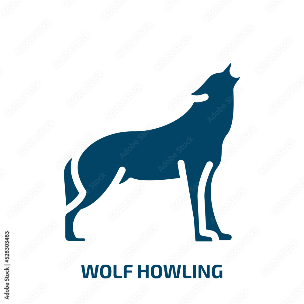 wolf howling vector icon. wolf howling, howl, animal filled icons from flat general concept. Isolated black glyph icon, vector illustration symbol element for web design and mobile apps