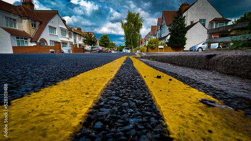 Road marking yellow lines