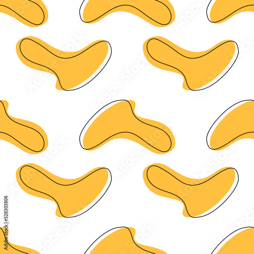 Blob shape abstract yellow color with line vector seamless pattern