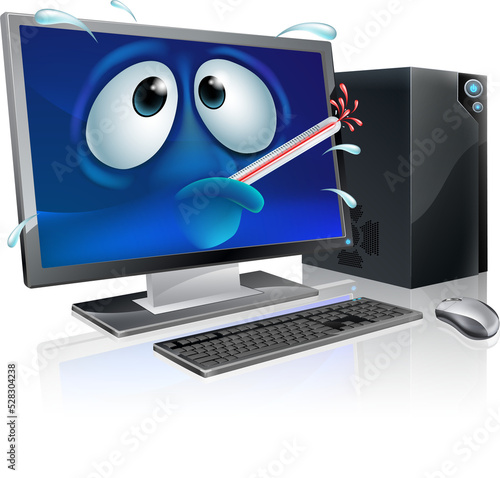 Broken cartoon desktop comp...