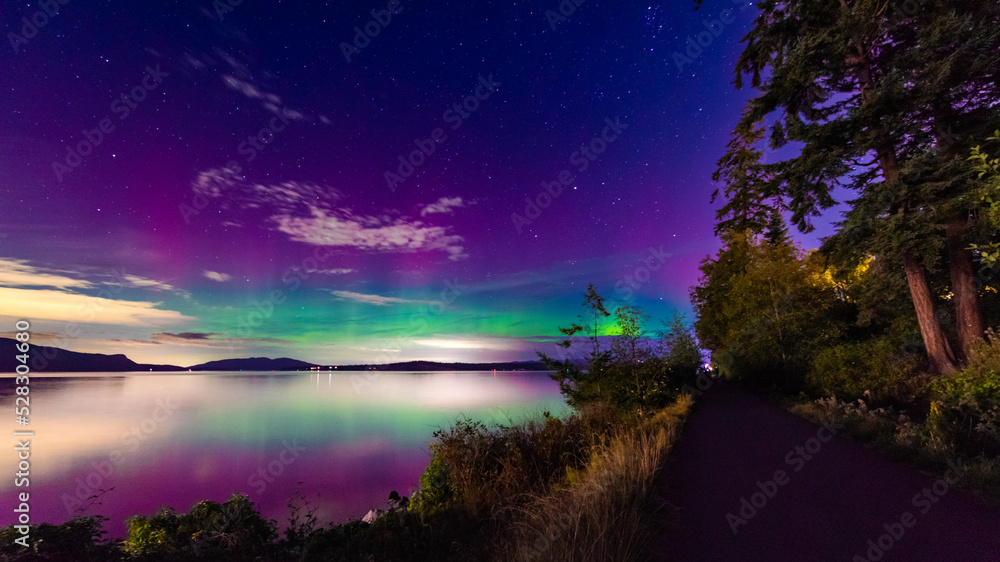 Aurora Borealis Display, Fidalgo Island, Washington.