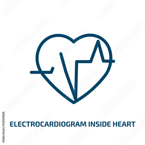 electrocardiogram inside heart vector icon. electrocardiogram inside heart, electrocardiogram, health filled icons from flat poi public places concept. Isolated black glyph icon, vector illustration