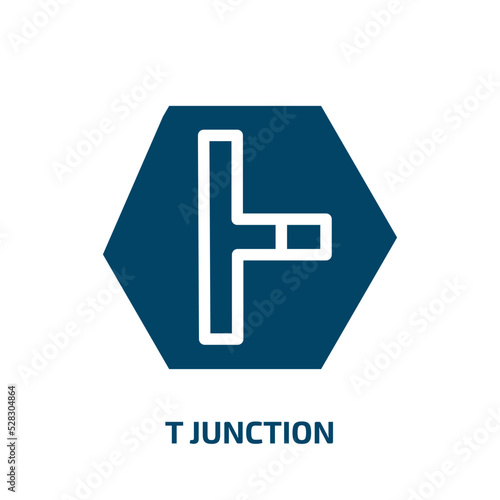 t junction vector icon. t junction, junction, arrow filled icons from flat us road signs concept. Isolated black glyph icon, vector illustration symbol element for web design and mobile apps