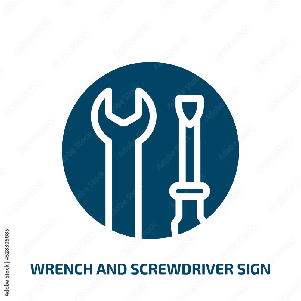wrench and screwdriver sign vector icon. wrench and screwdriver sign, screwdriver, wrench filled icons from flat poi public places concept. Isolated black glyph icon, vector illustration symbol