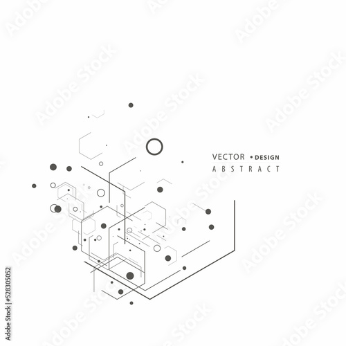 Abstract hexagons genetic, science, chemical pattern. Technology geometric carcass. Vector connection and social network. Concept with lines and dots