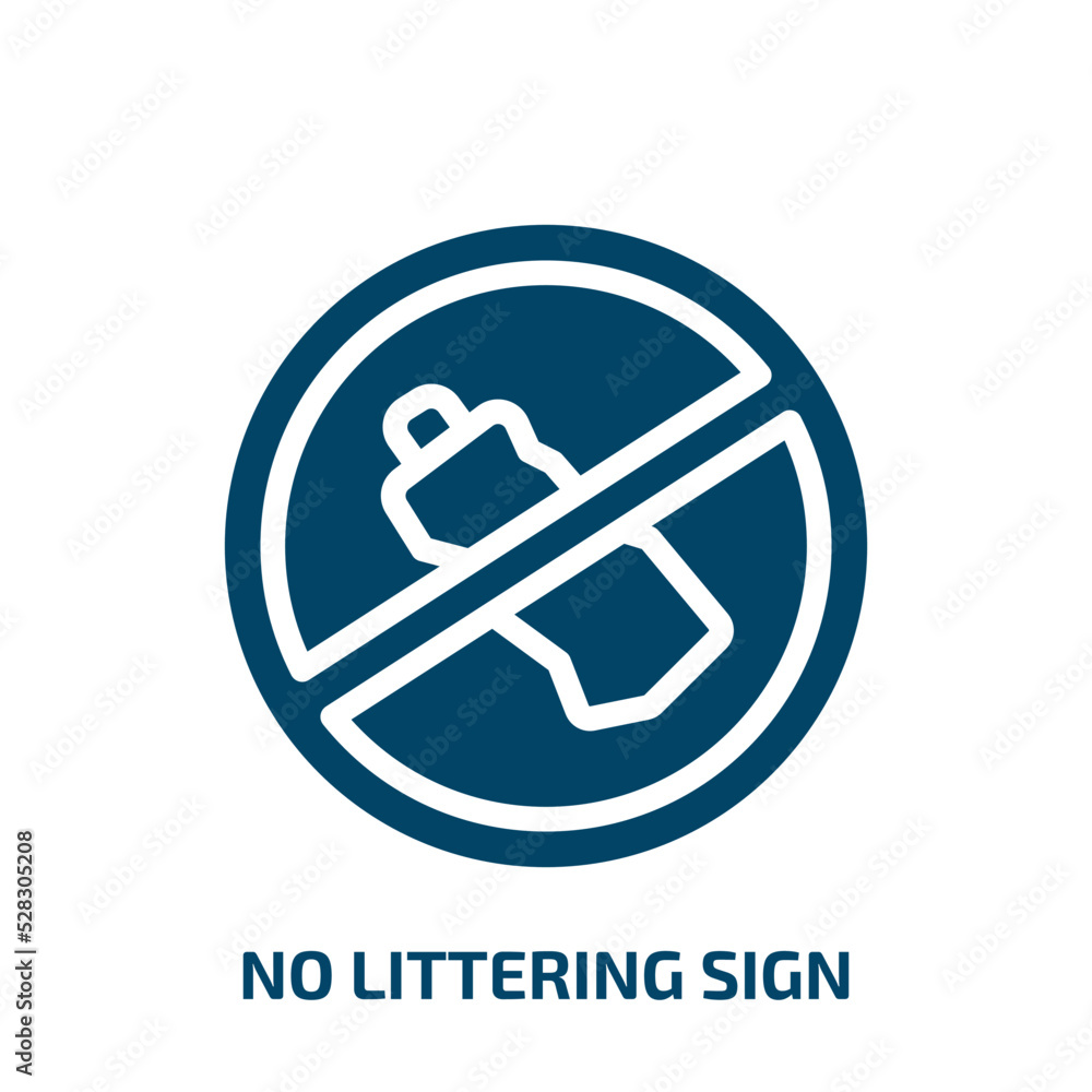 no littering sign vector icon. no littering sign, bin, warning filled icons from flat indications concept. Isolated black glyph icon, vector illustration symbol element for web design and mobile apps