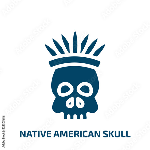 native american skull vector icon. native american skull, american, native filled icons from flat american indigenous signals concept. Isolated black glyph icon, vector illustration symbol element for