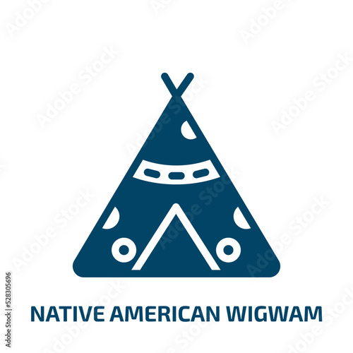 native american wigwam vector icon. native american wigwam, american, native filled icons from flat american indigenous signals concept. Isolated black glyph icon, vector illustration symbol element