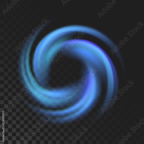 Air flow spiral light effect. The concept of wind or water flow for freshening or cleaning. Vector illustration