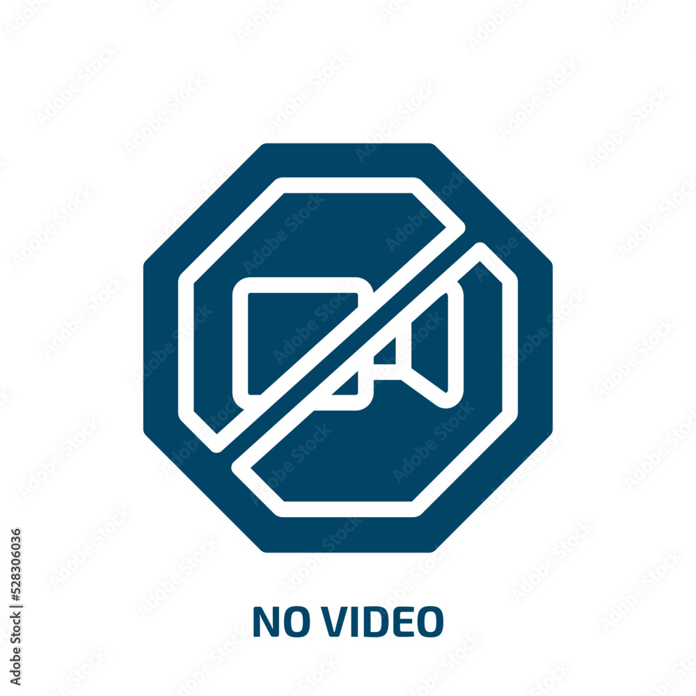 no video vector icon. no video, video, equipment filled icons from flat signal and prohibitions concept. Isolated black glyph icon, vector illustration symbol element for web design and mobile apps no video vector icon. no video, video, equipment filled icons from flat signal and prohibitions concept. Isolated black glyph icon, vector illustration symbol element for web design and mobile apps