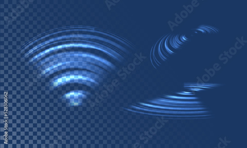 Sensor waves signal or scanner laser in futuristic light style on transparent background. Sensor elements set for HUD design. Vector illustration photo