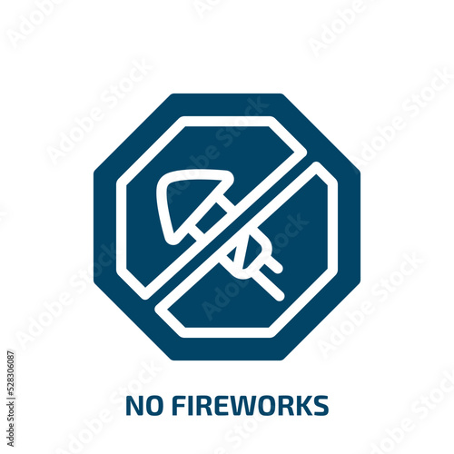 no fireworks vector icon. no fireworks, fireworks, carnival filled icons from flat signal and prohibitions concept. Isolated black glyph icon, vector illustration symbol element for web design and